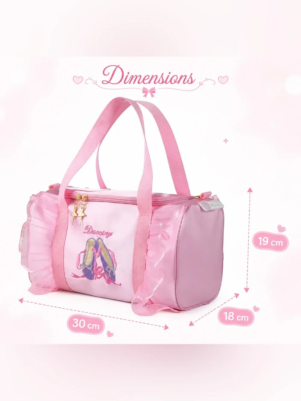 Girls Ballet Dance Bag Pink Lace Duffel Ballerina Tote NWT 🎀